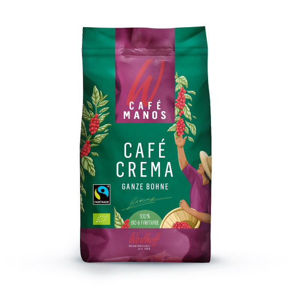 Westhoff Manos Café Crème Fairtrade,1kg, ganze Bohne